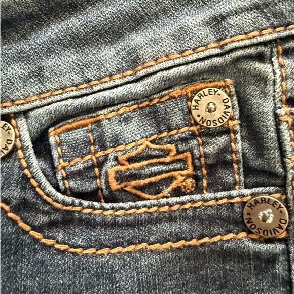 Harley-Davidson Bootcut Jeans Womens 2 Low Rise Embroidered Pocket - Picture 6 of 8